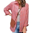 thumbnail image 1 of Royisotas Casual Womens Tops Plaid Long Sleeve Lapel Fall and Winter Plus Size Button Down Shirts for Women Pocket Collared Red Button up Shirts, 1 of 9