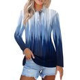 thumbnail image 1 of Royisotas Long Sleeve Womens Tops Plus Size Lapel Casual Fall and Winter Gradient Color Womens Button Down Blouse Blue Collared Button up Shirts, 1 of 1