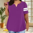 thumbnail image 1 of Royisotas Color Block Womens Tops Plus Size Short Sleeve Purple Plus Size Casual V-Neck Shirts for Women, 1 of 6