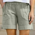 thumbnail image 1 of Royisotas Cotton Linen Shorts for Women Casual 7 Inch Inseam Shorts Summer Elastic Waist Short Vacation Beach Outfits with Pockets, 1 of 5