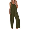 thumbnail image 1 of Royisotas Crew Neck Plus Size Fall Sleeveless Straight Leg Casual Jumpsuit Women with Pockets Loose Romper Plus Size, 1 of 6
