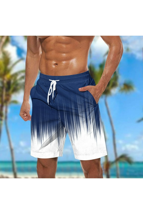 Drawstring Beach Shorts for Men Quick Dry with Pockets Big and Tall Summer Graphic Fashion Mens Swim Trunks Hawaiian