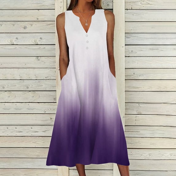 Royisotas Dresses for Women Sleeveless Sundresses Plus Size Trendy Boho Fashion Ladies Dress with Pockets