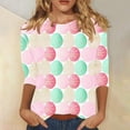 thumbnail image 1 of Royisotas Easter Shirts for Women 3/4 Sleeve Crewneck Cute Shirts Graphic Print Tunic Tops Happy Easter Day T-Shirts, 1 of 5