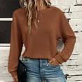thumbnail image 1 of Royisotas Fall And Winter Women Plus Size Tops Waffle Knit Coffee Long Sleeve Casual Women Shirts Loose Crew Neck Ribbed Cuff Tshirts, 1 of 9