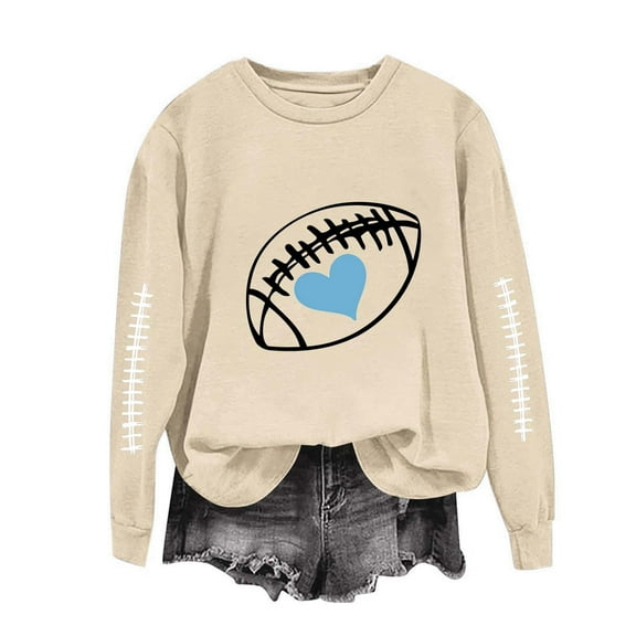 Royisotas Fall Womens Sweatshirts Long Sleeve Graphic Pullover Casual Crew Neck Loose Fit Khaki Trendy No Hood Shirts