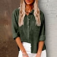 thumbnail image 1 of Royisotas Fall and Winter Women Tops Cotton Linen Tunic Casual Long Sleeve Button Down Shirts for Women Solid Green Pocket Collared Button up Shirts, 1 of 8