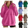 thumbnail image 1 of Royisotas Fall and Winter Women's Sweatshirts Tunic Long Sleeve Solid Pullover Lapel Casual with Pockets Half Zip Hoodless Shirts, 1 of 8