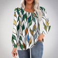 thumbnail image 1 of Royisotas Fall and Winter Womens Tops Plus Size Long Sleeve Print Casual Plus Size Womens Blouses Crew Neck Loose Fit Pleated Tshirts Shirts, 1 of 5