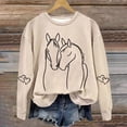 thumbnail image 1 of Royisotas Fleece Womens Sweatshirts Winter Horse Print Long Sleeve Pullover Crew Neck Loose Fit Casual Hoodless Tops, 1 of 1