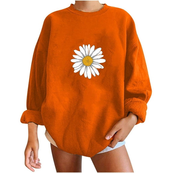 Royisotas Floral Graphic Women Sweatshirts Fall and Winter Long Sleeve Pullover Casual Crew Neck Tunic No Hood Shirts
