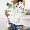 thumbnail image 1 of Royisotas Floral Women Plus Size Tops Casual Long Sleeve Summer Green Plus Size for Womens Shirts Lace Splicing Fashion Loose Crew Neck T-Shirts, 1 of 4