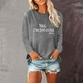 thumbnail image 1 of Royisotas Gray Tops for Women Plus Size Fall Long Sleeve Letter Print Casual Shirts Loose Fit Crew Neck Womens Tshirts, 1 of 4