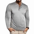 thumbnail image 1 of Royisotas Henley Shirts for Men Long Sleeve Lightweight Tops Button Down Pullover Winter Gray Crewneck Mens T Shirts Casual, 1 of 5