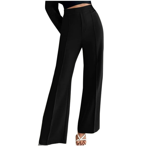 Royisotas High Waist for Women Plus Size Wide Leg Fall Casual Trousers Flat Front Pants Stretch