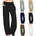 thumbnail image 1 of Royisotas High Waist Plus Size Womens Pants Summer Straight Casual Khakis with Pockets Elastic Waist Pants, 1 of 8