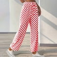 thumbnail image 1 of Royisotas High Waist Womens Pants Summer Checkered Straight Wide Leg Casual Palazzo Elastic Waist Drawstring Pants, 1 of 7