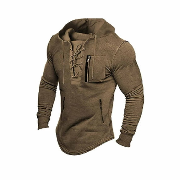 Royisotas Hooded Jackets for Men Jacket Lightweight Long Sleeve Solid Color Warm with Pockets Zipper Mens Coats