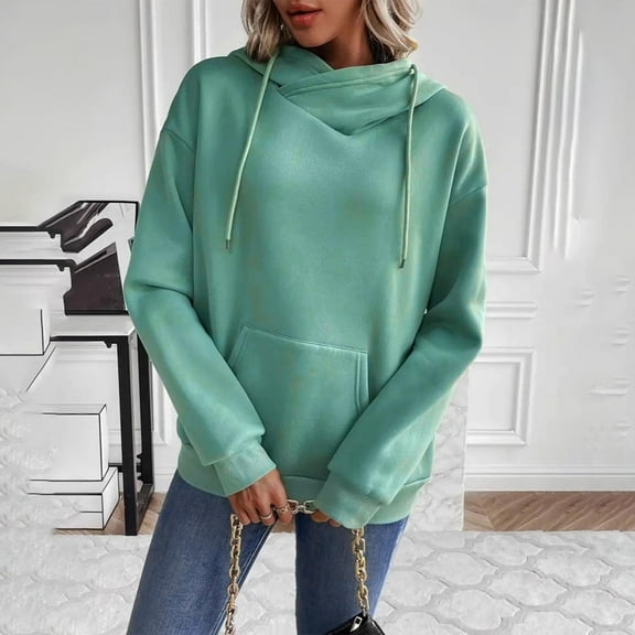 Royisotas Hoodies and Sweatpants For Women Winter Plain Hooded Sweatshirts Drawstring Long Sleeve Casual Pullover with Pockets