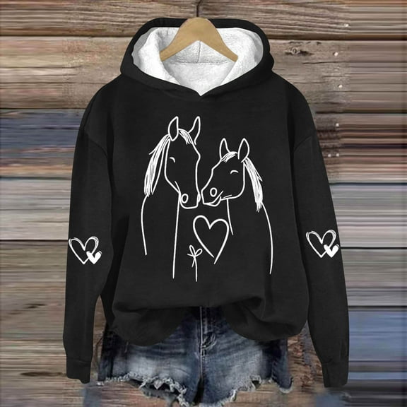 Royisotas Hoodies for Women Fall and Winter Animal Print Hooded Sweatshirts Long Sleeve Casual Loose Fit Pullover Super Soft