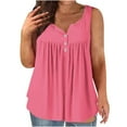 thumbnail image 1 of Royisotas Hot Pink Women Tank Tops Sleeveless Casual Summer Womens Camisole Solid Color V-Neck Pleated Button Cami Tops, 1 of 5