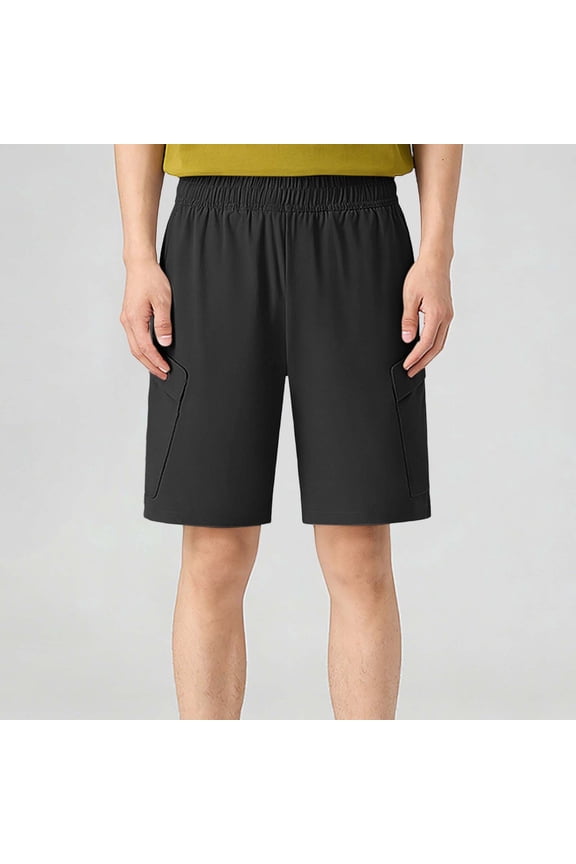 Lightweight Shorts for Men Straight with Pockets Summer Elastic Waist Mens Short