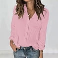 thumbnail image 1 of Royisotas Lightweight Womens Plus Size Tops Fall Long Sleeve Casual Womens Button Down Blouses and Tops Collared Pocket Pink Solid Button up Shirts, 1 of 7