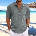 thumbnail image 1 of Royisotas Linen Shirts for Men Cotton Button Down Shirt Casual Mens Tops Long Sleeve, 1 of 6