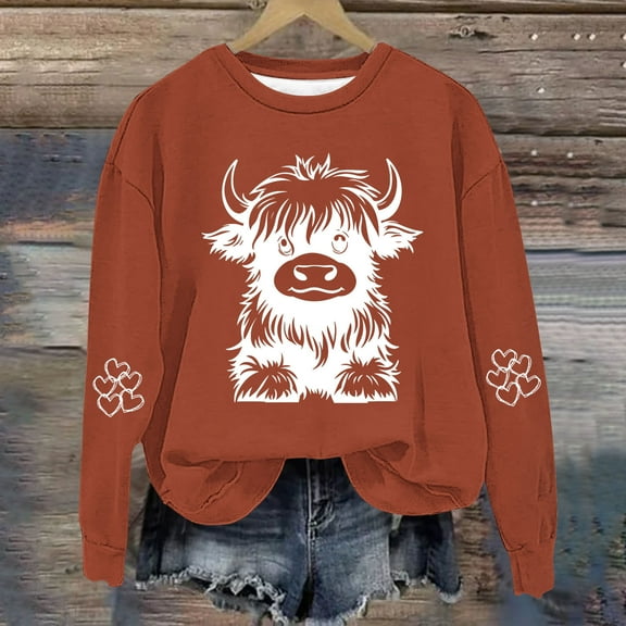 Royisotas Long Sleeve Plus Size Sweatshirts for Women Fleece Animal Print Fall Pullover Trendy Casual Crew Neck No Hood Blouse