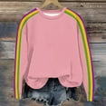 thumbnail image 1 of Royisotas Long Sleeve Sweatshirts for Women Plus Size Trendy Striped Fall Pullover Loose Fit Pink Casual Round Neck No Hood Tops, 1 of 4
