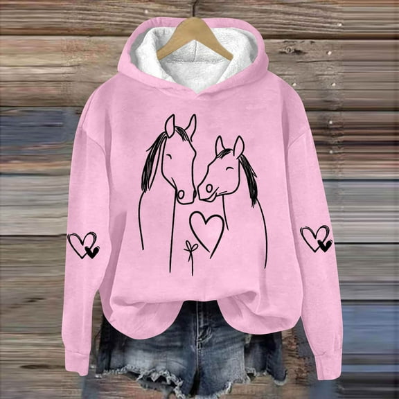 Royisotas Women Hoodies Fall Animal Print Hooded Sweatshirts Long Sleeve Loose Fit Casual Pullover Super Soft