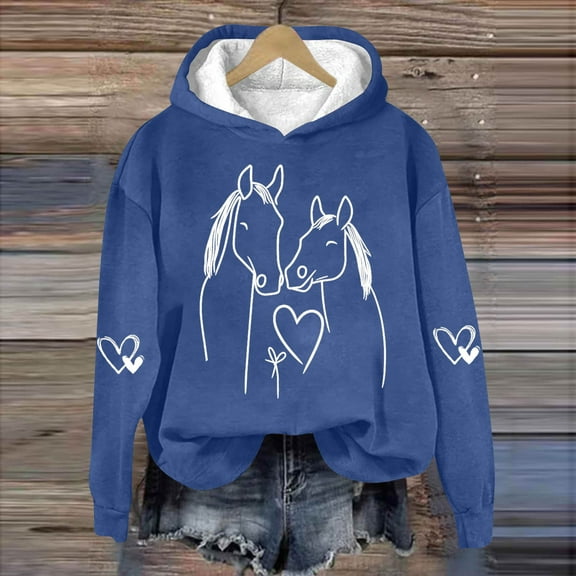 Royisotas Fall Women Hoodies Animal Print Hooded Sweatshirts Loose Fit Casual Long Sleeve Pullover Super Soft