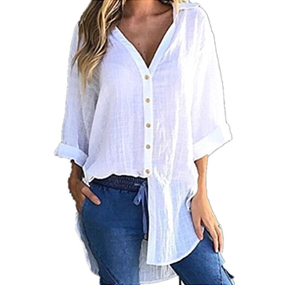 Royisotas Long Sleeve Women's Plus Size Tops Casual Oversized Side Slit Fall and Winter Womens Button Down Blouses White Collared Button up Shirts