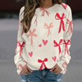 thumbnail image 1 of Royisotas Long Sleeve Womens Sweatshirts Plus Size Bow Graphic Winter Pullover Red Casual Raglan Crew Neck No Hood Tops, 1 of 5