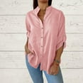 thumbnail image 1 of Royisotas Long Sleeve Womens Tops Plus Size Cotton Fall and Winter Tunic Casual Womens Button Down Shirt Pink Solid Color Collared Button up Shirts, 1 of 7