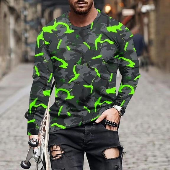 Royisotas Loose Shirts for Men Pullover Long Sleeve Big and Tall Fashion Graphic Mens T Shirts Casual