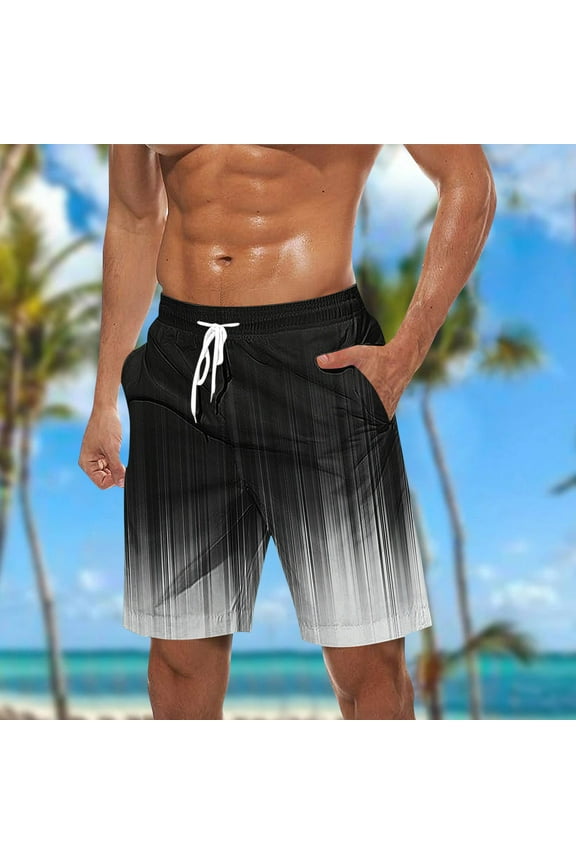 Mens Beach Shorts Big and Tall Drawstring Casual Hawaiian with Pockets Fashion Quick Dry Swim Trunks for Men