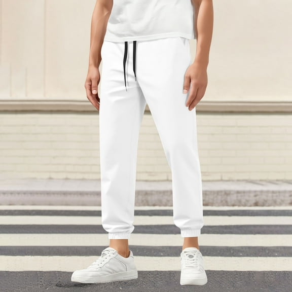 Royisotas Mens Big and Tall Pants Winter Straight Leg Elastic Waist with Pockets Pants for Men