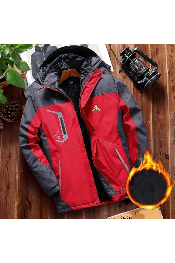 Mens Big and Tall Rain Jackets Winter Waterproof Coats Fleece Windproof Lightweight Long Sleeve jackets for Men