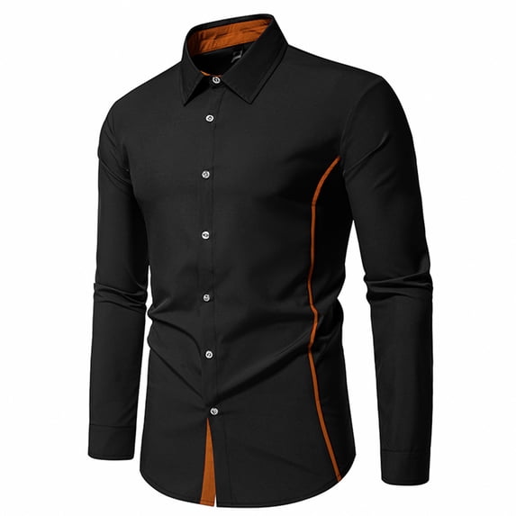 Royisotas Mens Big and Tall Shirts Button up Long Sleeve Shirt Lapel Casual Tops for Men