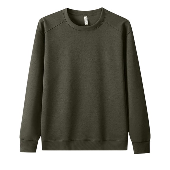 Royisotas Mens Big and Tall Shirts Long Sleeve Pullover Tops Winter Lightweight Solid Green Crewneck T Shirts for Men