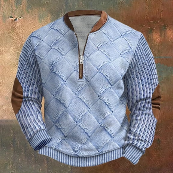 Royisotas Mens Big and Tall T Shirts Half Zipper Tops Crewneck Casual Fashion Loose Fit Pullover Shirts for Men Long Sleeve