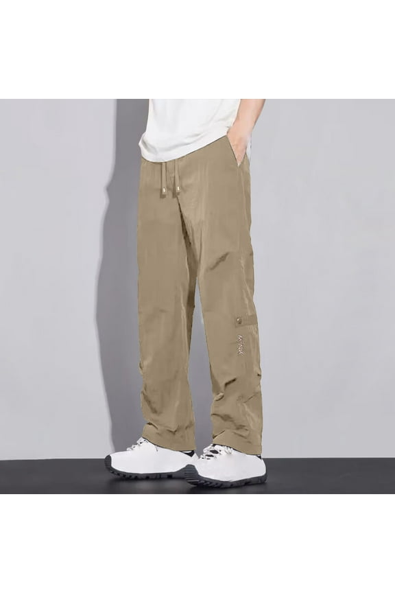 Mens Breathable Pants with Pockets Big and Tall Winter Stretch Elastic Waist Khaki Pants for Men