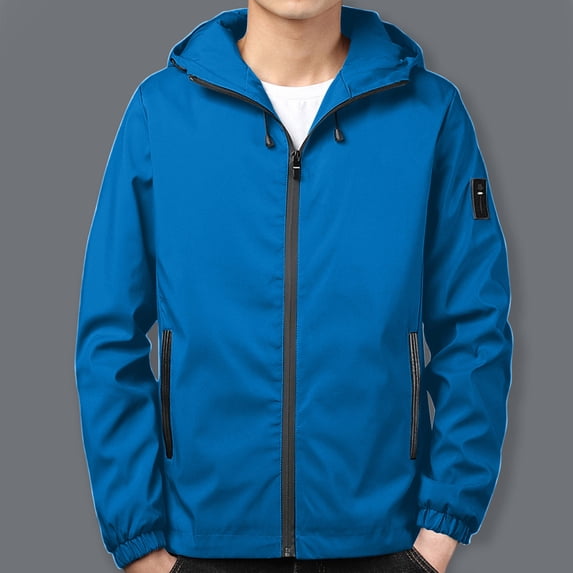 Royisotas Mens Cargo Jackets Pockets Windproof Coats Winter Casual Long Sleeve with Hood Rain Jackets for Men Sports
