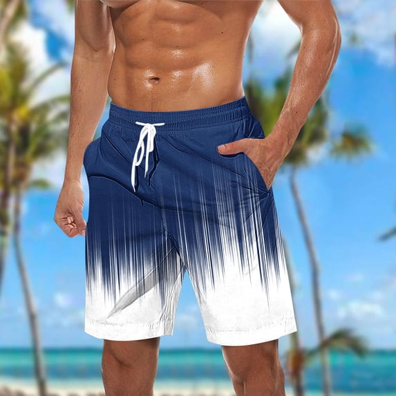 Royisotas Mens Casual Beach Shorts Hawaiian Big and Tall Graphic Quick Dry with Pockets Drawstring Swim Trunks for Men Fashion