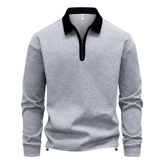 Royisotas Mens Casual Shirts Long Sleeve Zipper Shirt Collared Polo Business Tops for Men