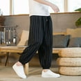 thumbnail image 1 of Royisotas Mens Elastic Waist Pants Black with Pockets Jogger Big and Tall Winter Striped Dressy Pants for Men, 1 of 7