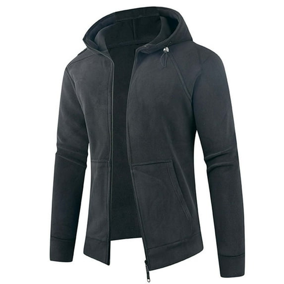 Royisotas Mens Fleece Jackets Big and Tall Zipper Outwear Solid Color Pockets Warm Long Sleeve Coats for Men
