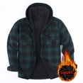 thumbnail image 1 of Royisotas Mens Fleece Jackets Winter Thickened Outwear Plaid Warm Long Sleeve Hooded Coats for Men, 1 of 3