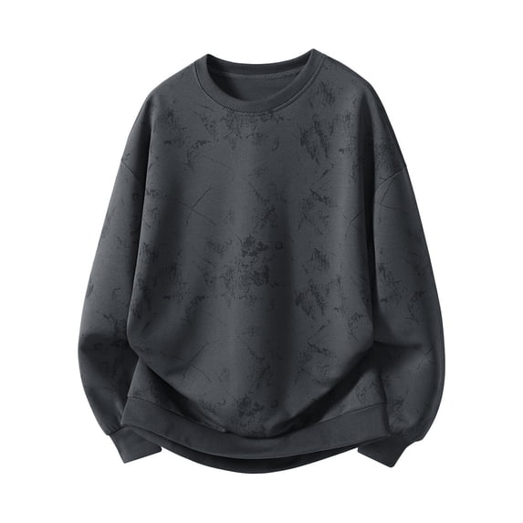 Royisotas Mens Fleece Shirts Pullover Tops Long Sleeve Gray Winter Crewneck Sweatshirts for Men Plain